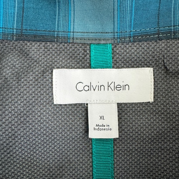 Men's Calvin Klein Short Sleeves Plaid Button Up Shirt Blue Size XL - Picture 10 of 12